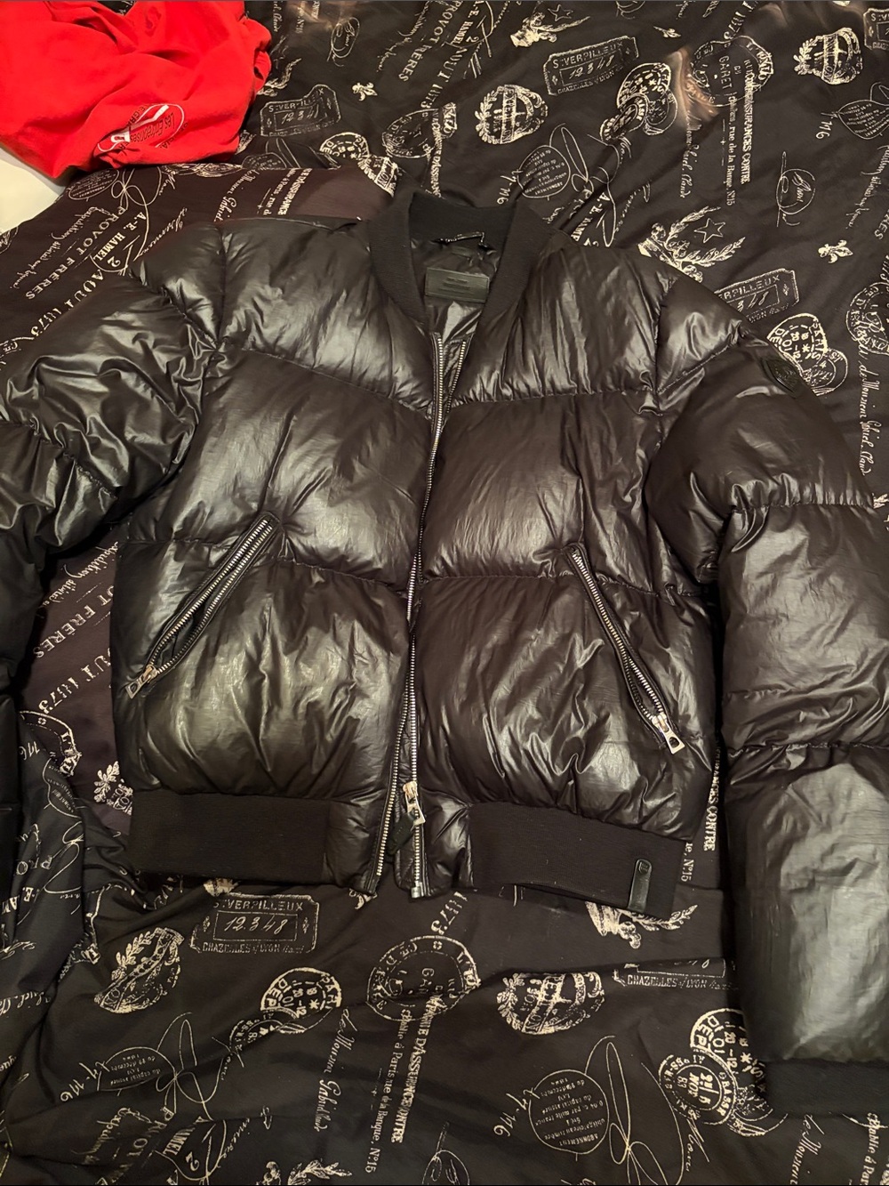 RUDSAK Black Quilted Puffer Bomber Jacket